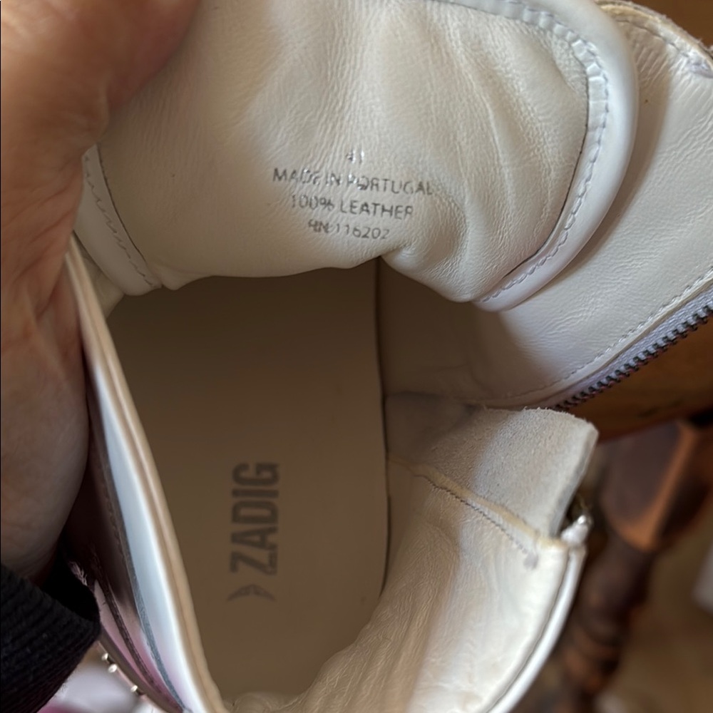 Zadig & Voltaire White Leather High-Top Sneakers - Picture 3 of 6